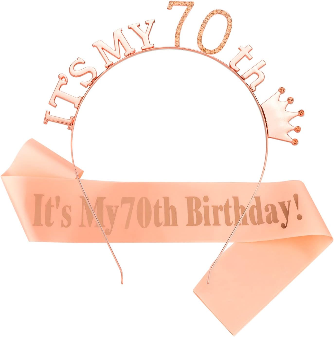 ACO-UINT 70Th Birthday Crown for Women, Cute Birthday Sash & Birthday Headband for Women Set, Sweet Birthday Headband 70Th Birthday Decorations Birthday Gifts for Women image number 4