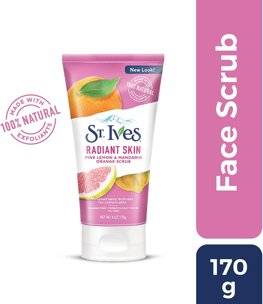 St. Ives Radiant Skin Face Scrub for Dull Skin Pink Lemon and Mandarin Orange Dermatologist-Tested Face Wash Scrub with 100 Percent Natural Exfoliants 6 Oz image number 6