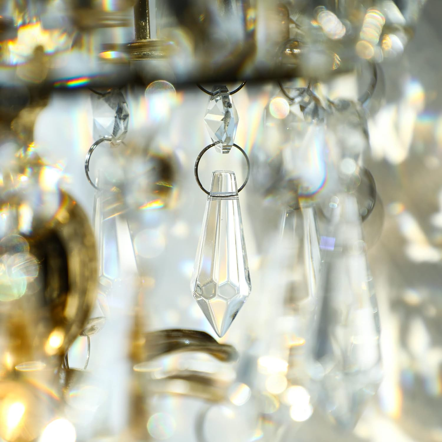 HDCRYSTALGIFTS Clear Chandelier Icicle Crystal Prisms Octogan Glass Bead for Lamp Decoration,Pack of 50 (38Mm&Silver Circle Clips) - 20Pcs_Silver Connector image number 3