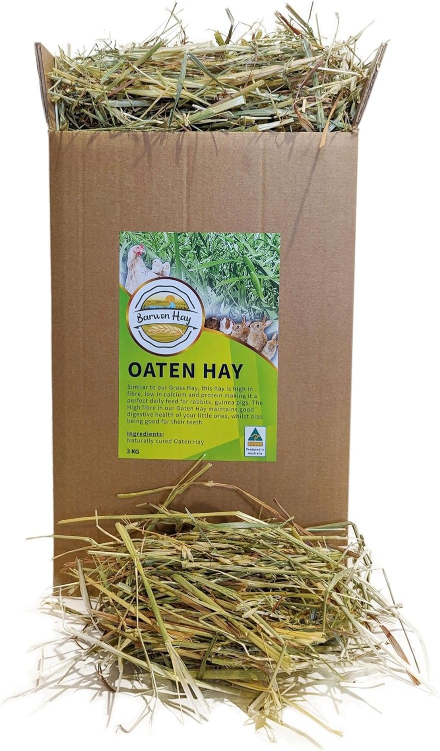 Oaten Hay 3 KG Box - Natural Rabbit & Guinea Pig Food - Freshly Packed on Farm image number 1