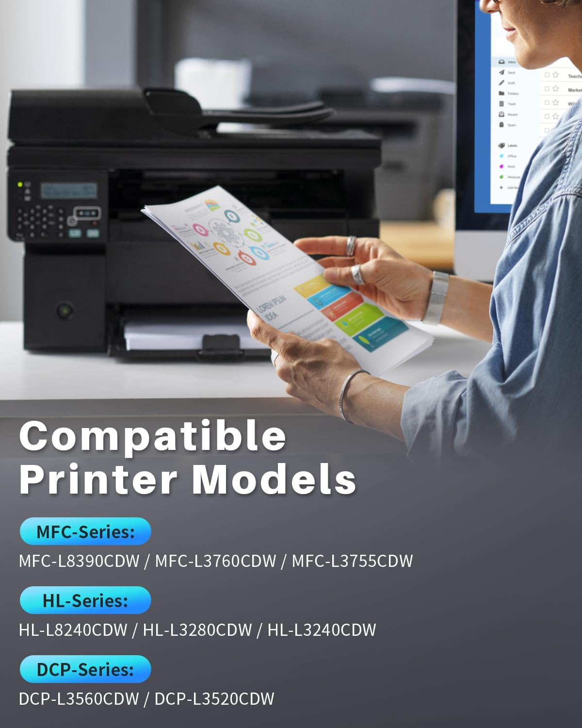 Ink4U TN258 TN258XL Toner Cartridge Replacement for Brother TN258 TN258 XL BK/C/M/Y High Yield Toner Use for MFC-L8390CDW, DCP-L3560CDW, DCP-L3520CDW, MFC-L3760CDW, HL-L8240CDW, HL-L3280CDW, 4 Pack image number 4