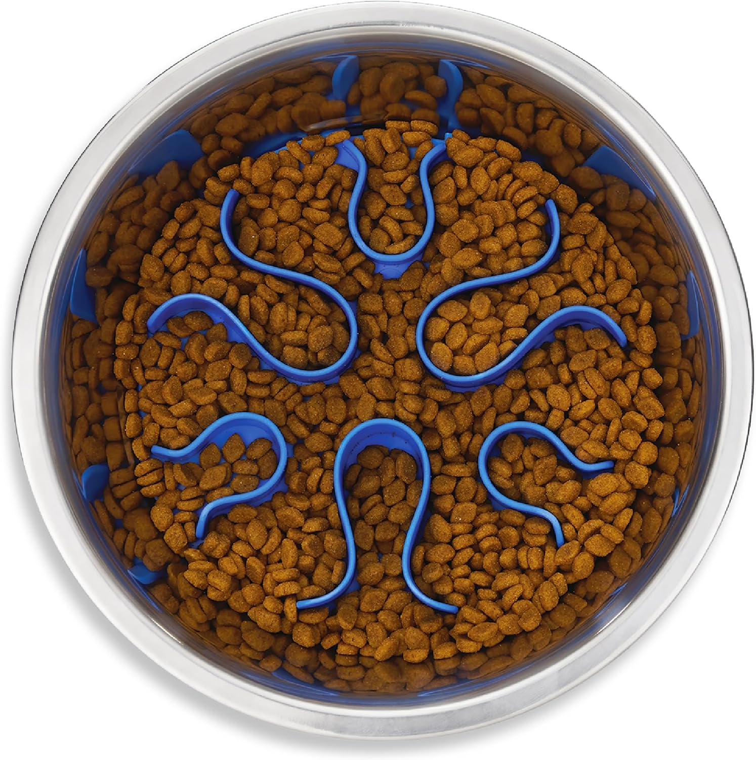 Outward Hound Fun Feeder Stainless Steel Slo Bowl Slow Feeder Dog Bowl with Removable Maze Insert, Medium, 2 Cups, Metal, Silver Gray image number 4