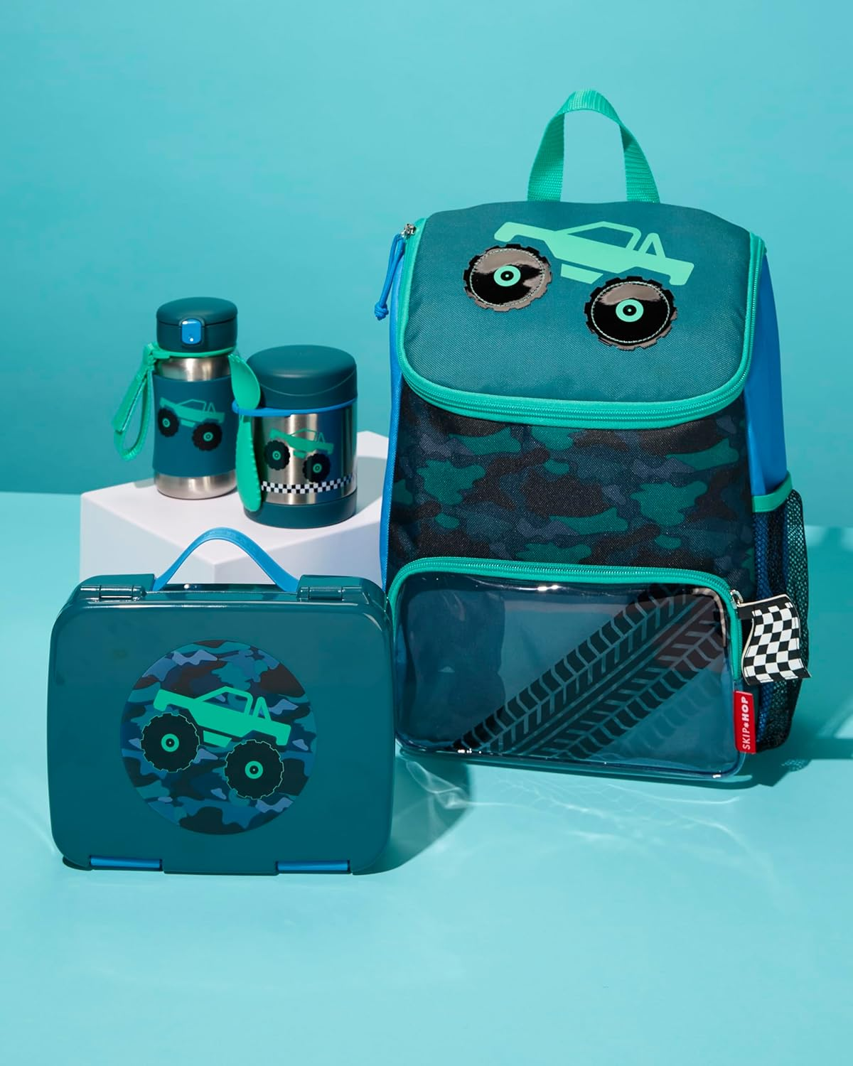 Skip Hop Spark Style Stainless Steel Straw Bottle, Truck, 350 Ml Capacity image number 1