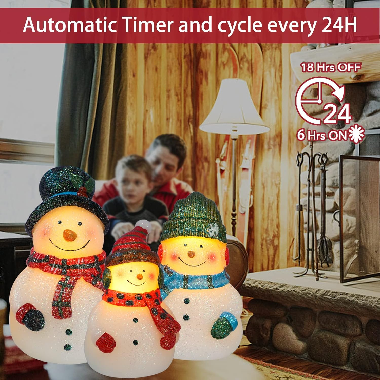 Impress Life Christmas Snowman Flameless Candles with Remote, Holiday Theme LED Candles, Battery Operated Real Wax Candles for Bedroom Party Winter Xmas Decor - Set of 3 image number 2