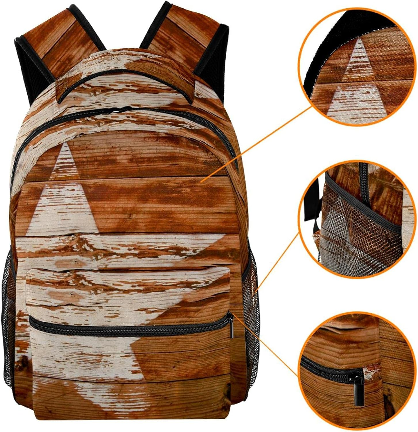 Faded Wood and Star Backpack Students Shoulder Bags Travel Bag College School Tote Backpacks image number 1