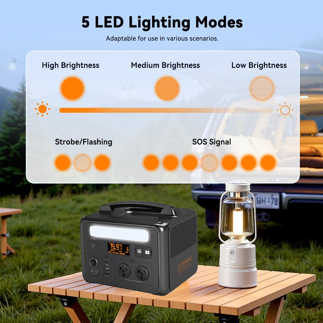 Voltx 600W Portable Power Station 307Wh Lifepo4 Solar-Ready Battery | 3 Charging Solar/Ac/Car|Usb-C PD Output | UPS Backup LCD Display | Camping, Home, RV, Emergencies image number 5