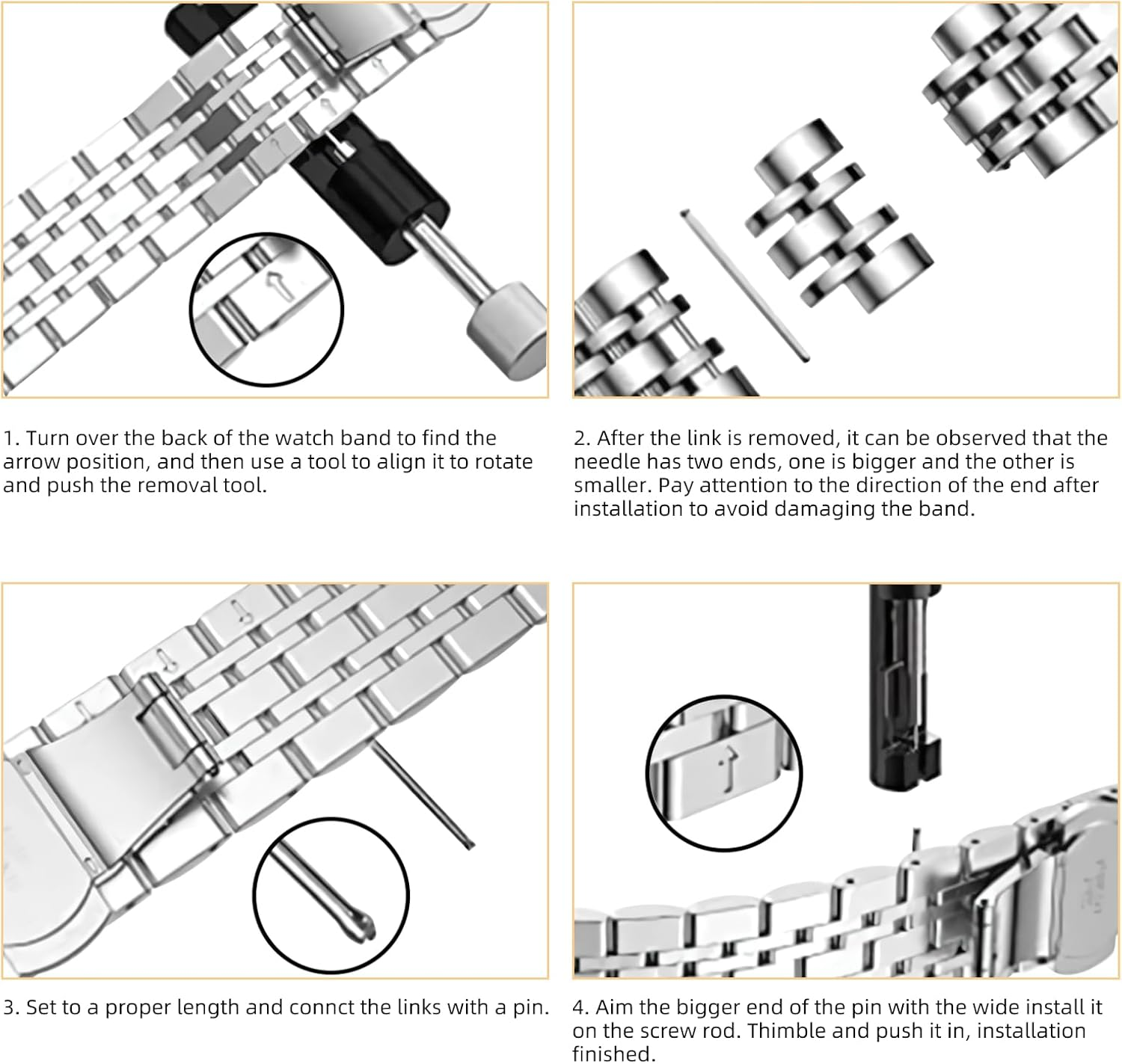 Hinnwer 22 Mm Bracelet Compatible with Huawei Watch GT4/GT 3/GT 2 46 Mm Huawei Watch 4 46 Mm Huawei Watch 4 Pro 48 Mm, Stainless Steel Metal Replacement Straps for Huawei Watch 3/Watch 3 Pro - Blue And Silver image number 4