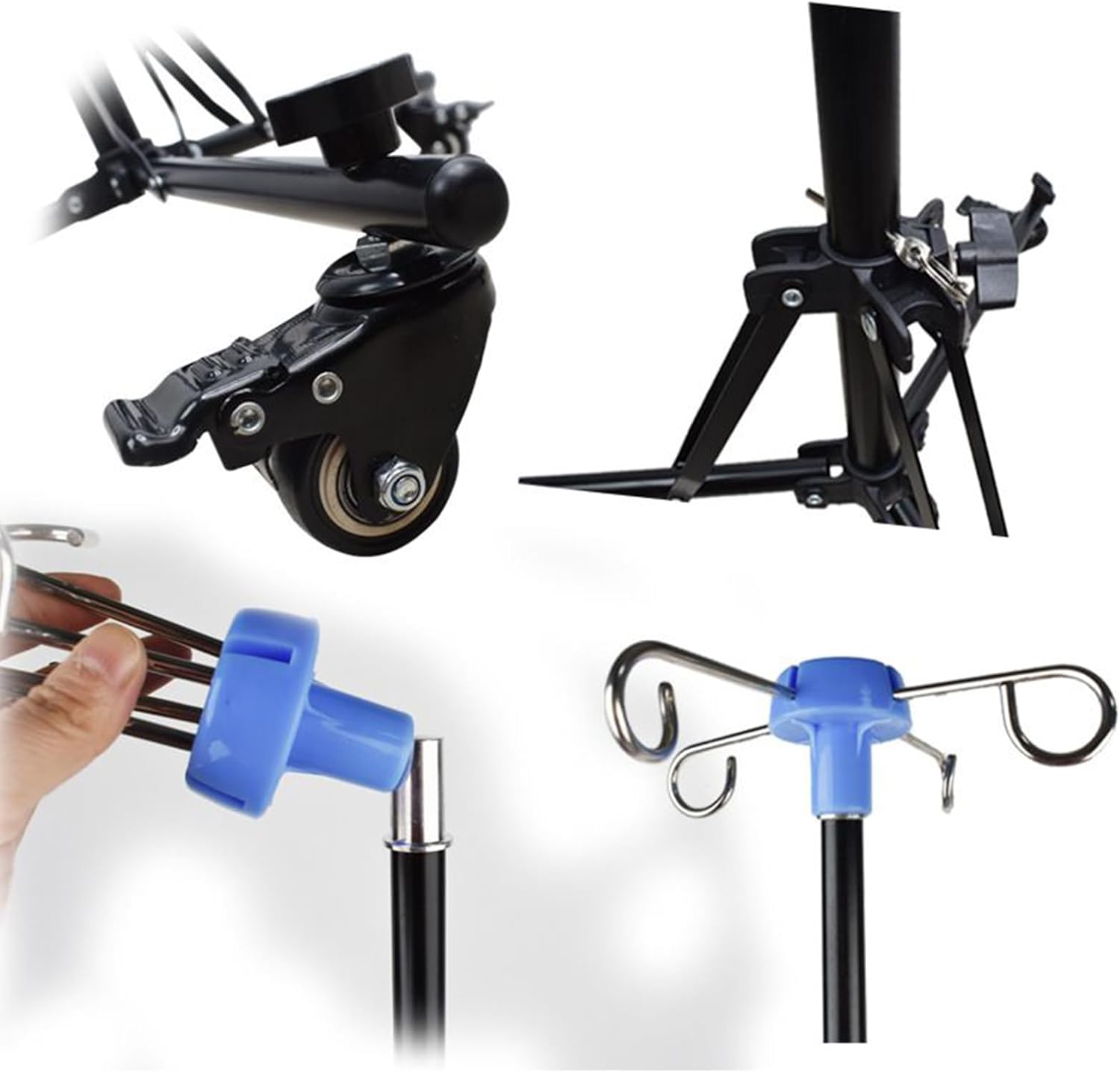 Portable Iv Pole,Iv Drip Stand with Bottle Hook - Foldable Hospital Equipment with Wheel Nursing Bed for Healthcare Daily Clinics Home Elderly Travel Outdoor image number 4