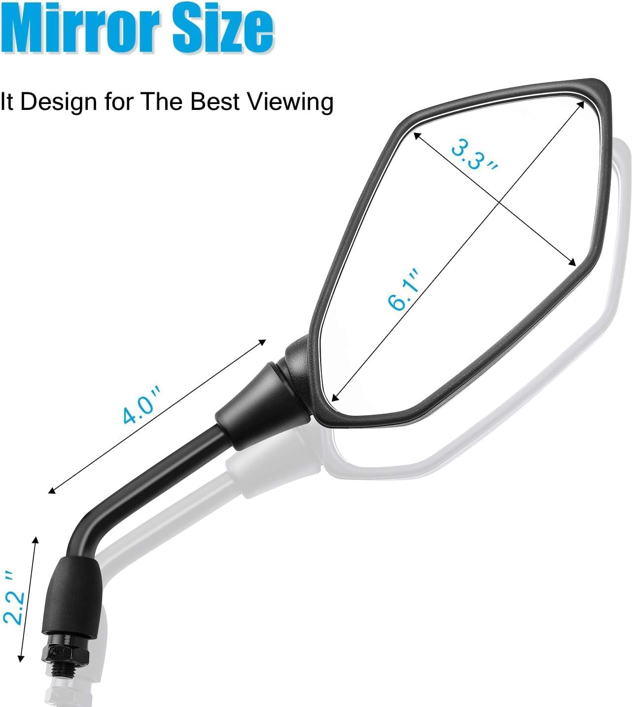 Universal Adjustable Motorcycle Rearview Mirror Rhombus Convex Mirror with 10Mm Threaded Bolts 7/8" Mounting Clamps for Motorcycle Scooter ATV Etc (Black Pattern) image number 3