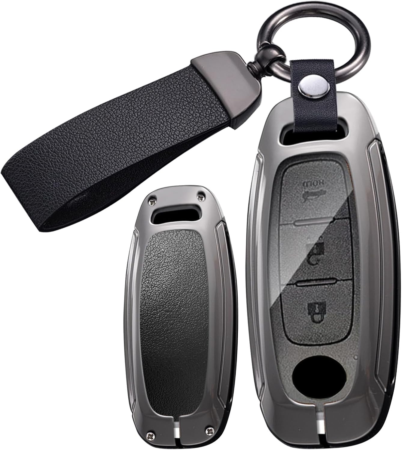 Ontto Metal Leather Car Key Fob Cover Fit for Nissan Ariya Qashqai X-Trail Epower Juke Teana 2023 2024 Smart Key Holder Case Keyring Shell Bag Keychain Auto Styling Accessories