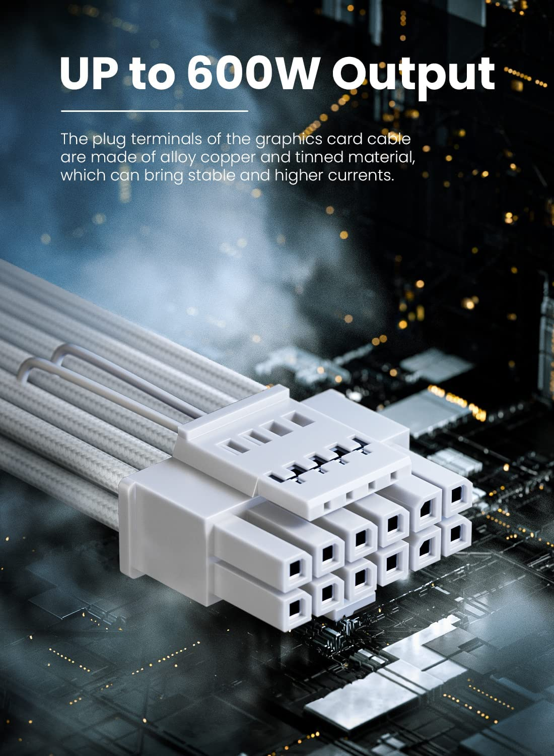 Fasgear Pci-E 5.0 12VHPWR Extension Cable 30Cm 16(12+4) Pin Male to 2X8(6+2) Pin Female Sleeved Extender 16AWG 12V-2X6 GPU Cord Compatible for RTX 3090Ti 4070 4070Ti 4080 4090 image number 4