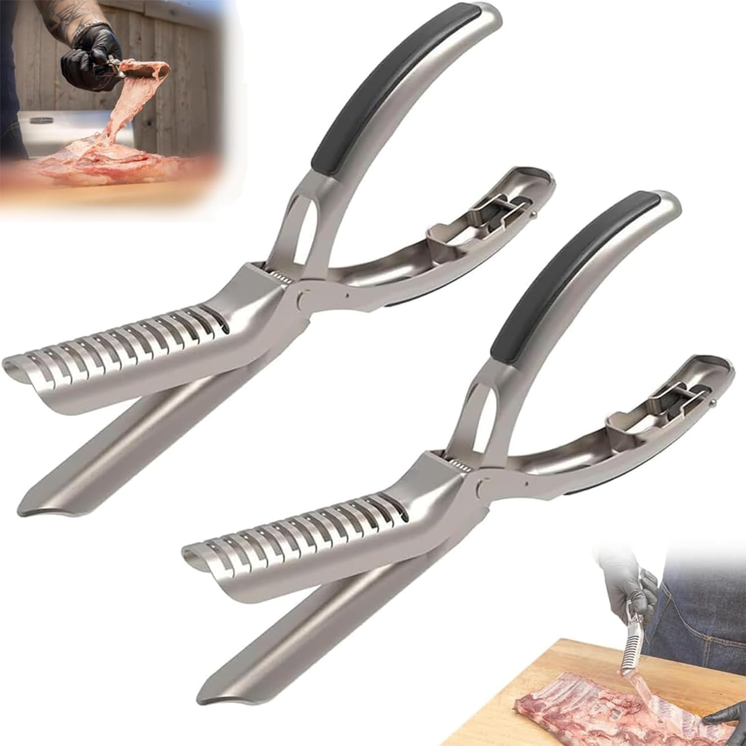 Rib Prep Tool Pro, BBQ Rib Skinner, Stainless Steel Rib Membrane Remover Tool, Ergonomic Design for Effortless BBQ Rib Preparation (1PC)