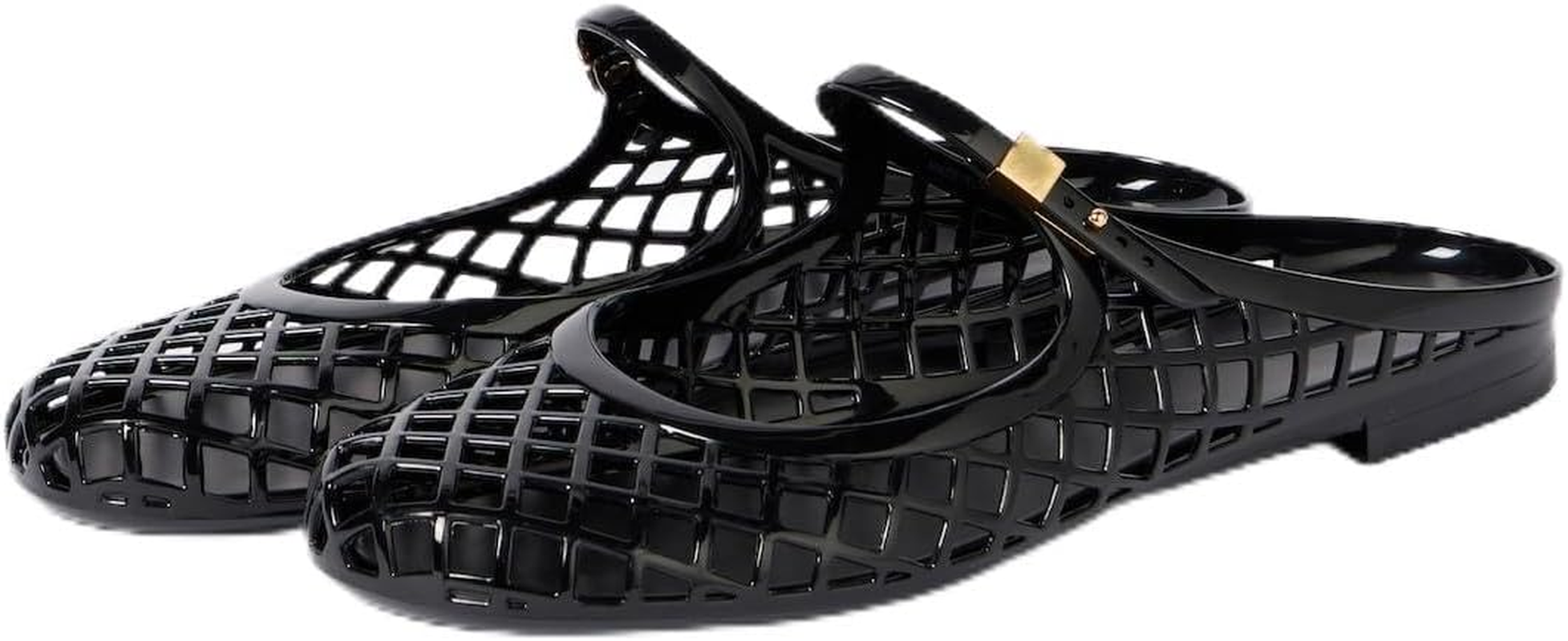 MAVMAX Clear Jelly Slide Sandals for Women Mary Jane Mules Breathable Closed Toe Flat Summer Slip on Mesh Slides for Woman