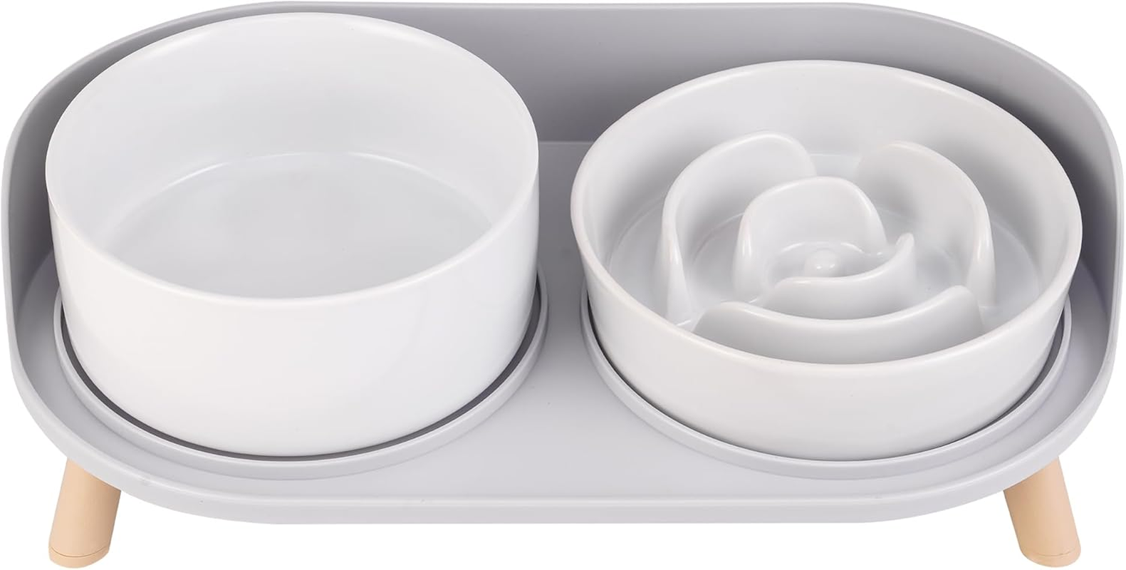 Elevated Slow Feeder Dog Bowls - Slow down Dog Food Bowl with Dog Water Bowl Combo Pack - Raised Ceramic Dog Bowl Set with Anti-Slip Stand - Fun Maze Pet Feeding Dishes for Small and Medium Sized Dogs image number 3