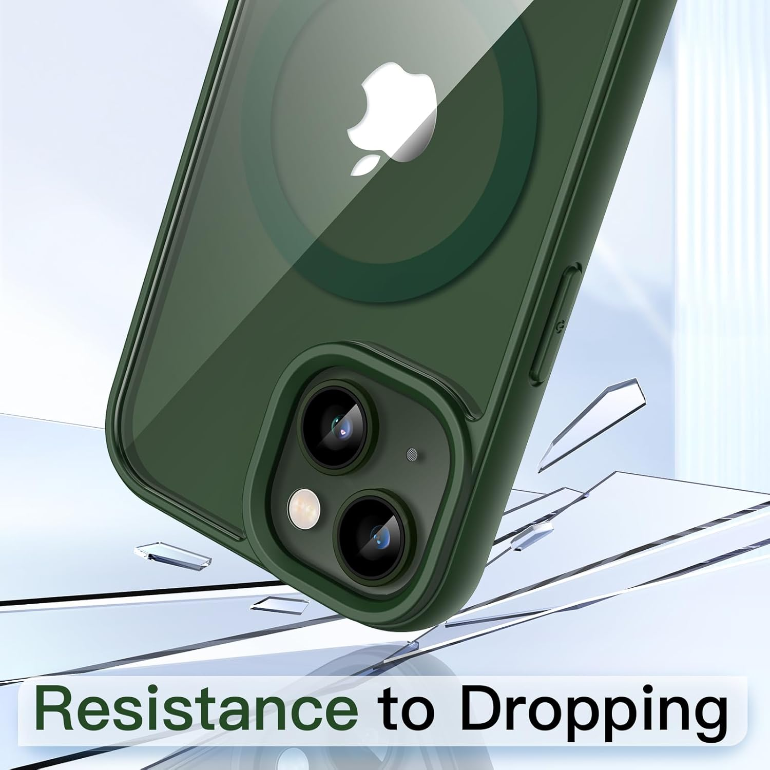 Jetech Magnetic Case for Iphone 13 6.1-Inch Compatible with Magsafe, Shockproof Phone Bumper Cover, Solid Color Matte TPU Frame, Anti-Scratch Clear Back (Green) - Green image number 6