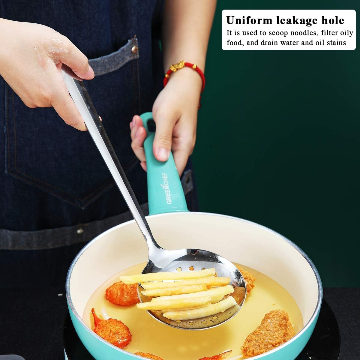 Reanea Stainless Steel Kitchen Utensils Set 4 Pieces, Cooking Utensil Set Include Metal Spatula Set, Kitchen Skimmer, Soup Ladle, Kitchen Gadgets Kitchen Essentials New Home Must Have image number 5