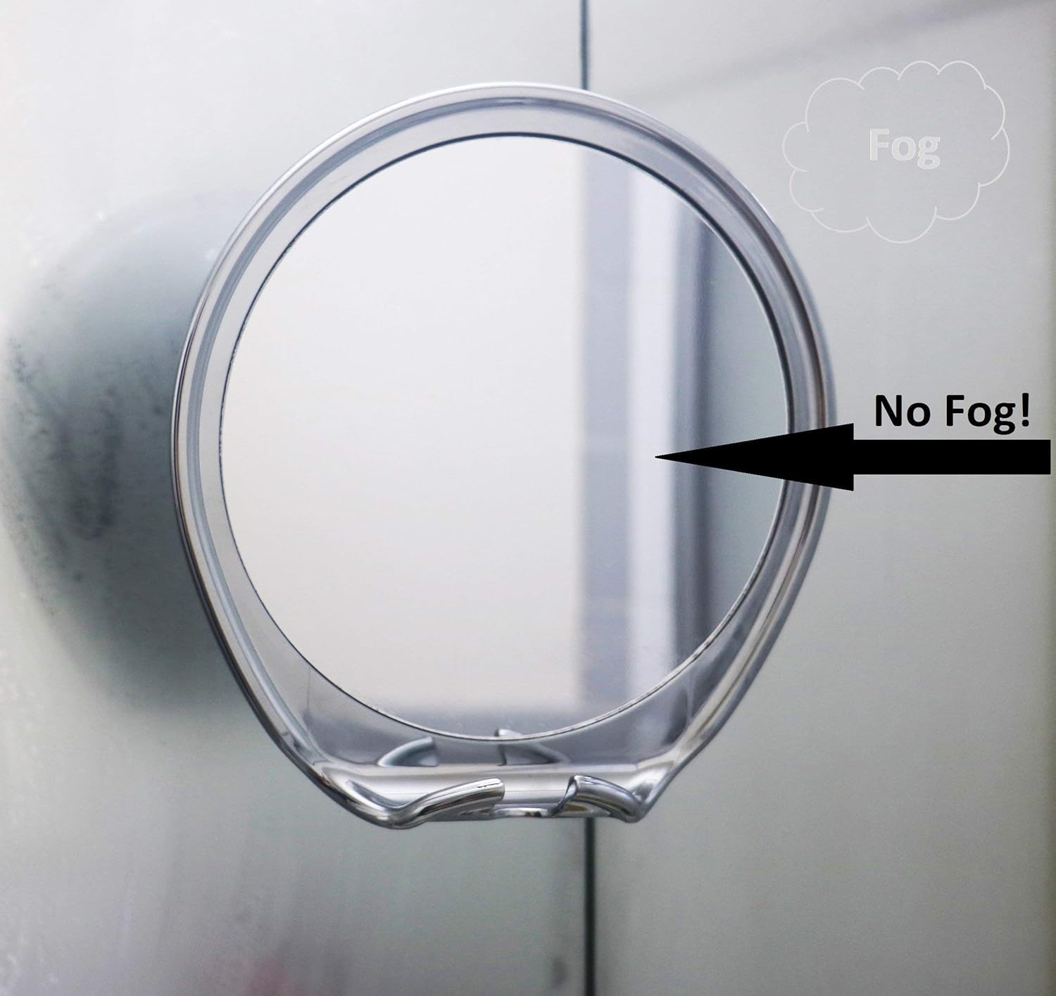 Jiben Fogless Shower Mirror with Power Locking Suction Cup, Built-In Razor Hook and 360 Degree Rotating Adjustable Arm, Personal Fog Free Bathroom Shaving Mirror (Chrome) - Clear image number 5