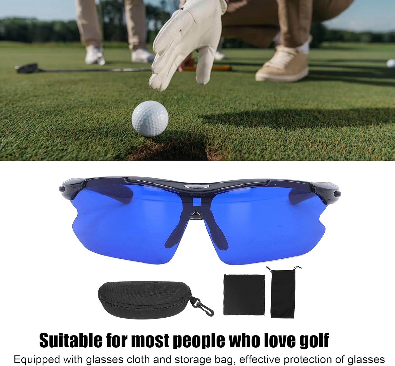 Ejoyous Golf Ball Finder Glasses, PC Material Impact-Resistant, Colored Filter Lenses Glow Vision Assist, with Cleaning Cloth & Storage Bag, Golf Lover Gift