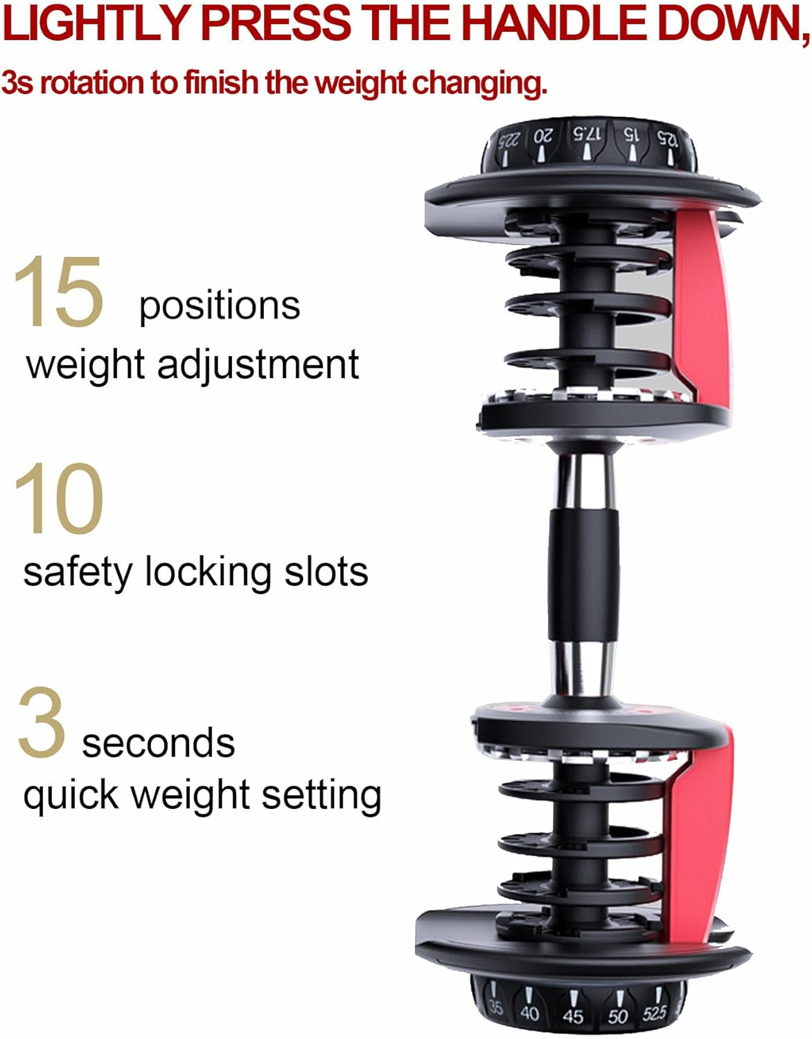 Dumbbell Sets 24Kg 40Kg 48Kg Adjustable Weights Exercise & Fitness Dumbbells Set for Home Gym Equipment Workouts Strength Training Free Weights for Women, Men image number 5