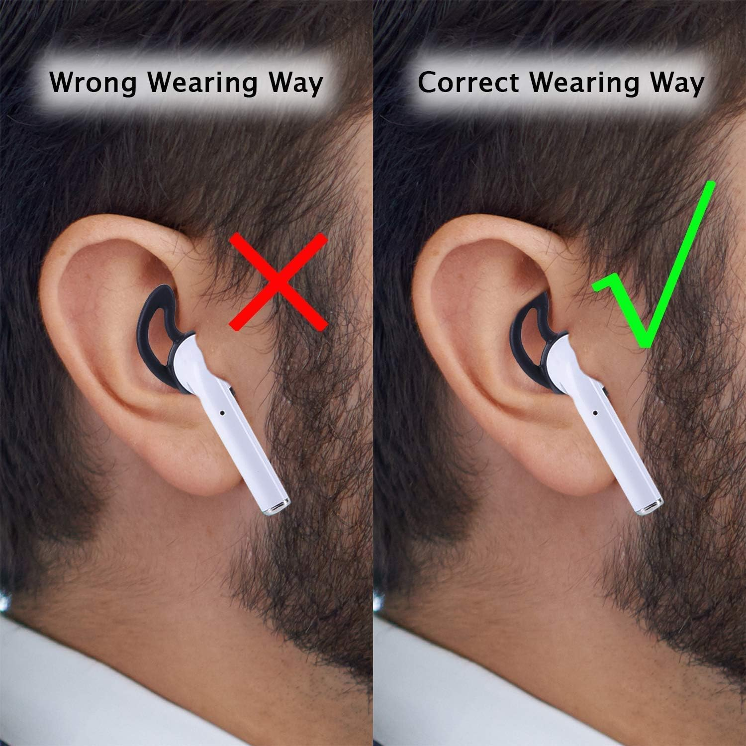 [3 Pairs] Silicone Tips Covers for Airpods, Proxima Direct Super Thin Anti-Slip Silicone Soft Ear Hooks Eartips Covers Accessories Compatible with Apple Airpods 2&1 Earpods Earbud (Black) image number 1