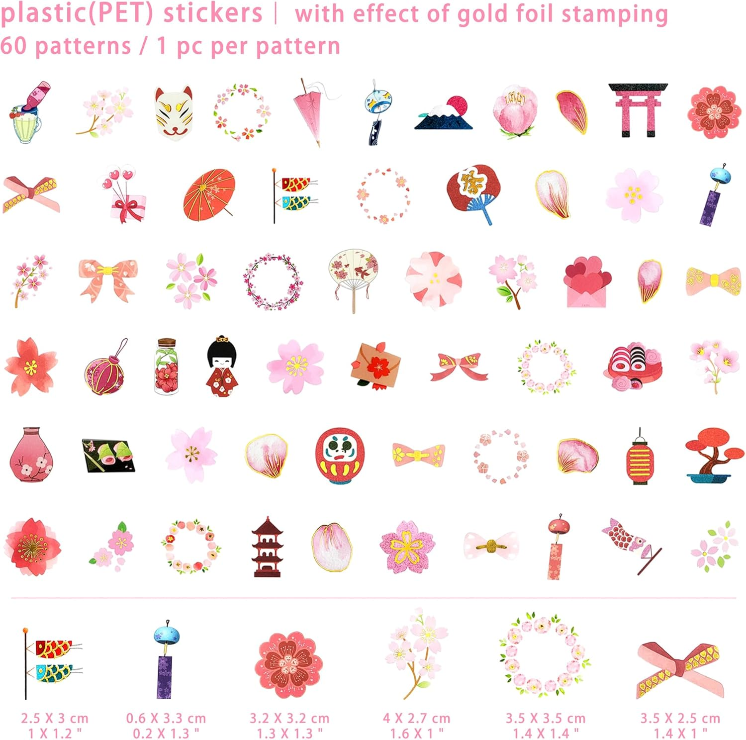 Sakura Scrapbooking Kit Cherry Blossom Decorative Sticker & Paper Flower Paper Cutouts Japanese Flower Decals with Gold Foil for Journal Planner Arts and Crafts Card Making Collaging (Freesa) image number 2