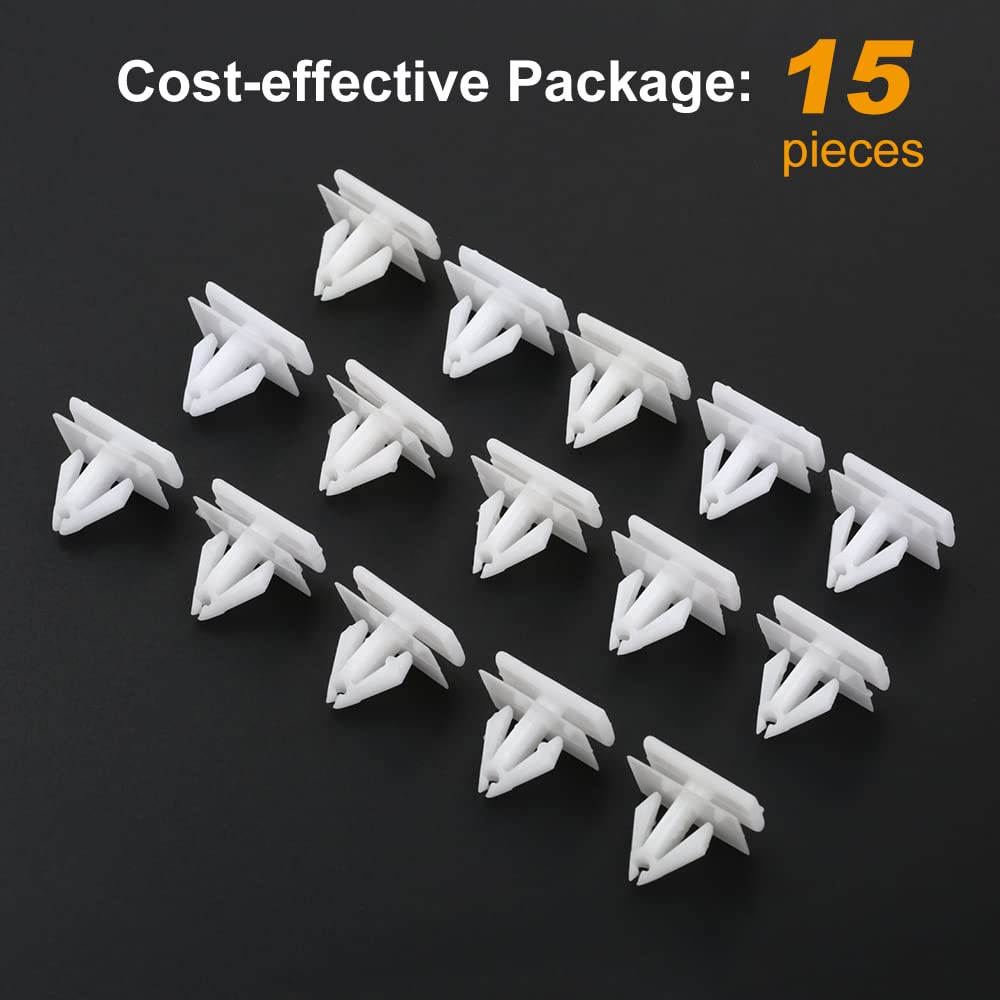 Mtsooning 15PCS Rocker Panel Moulding Rivets, White Nylon Moulding Clips, Side Skirt Sill Fasteners, Universal Car Retainers Compatible with Buick Excelle GM Cadillac Chevy Avalanche 25693852 image number 3