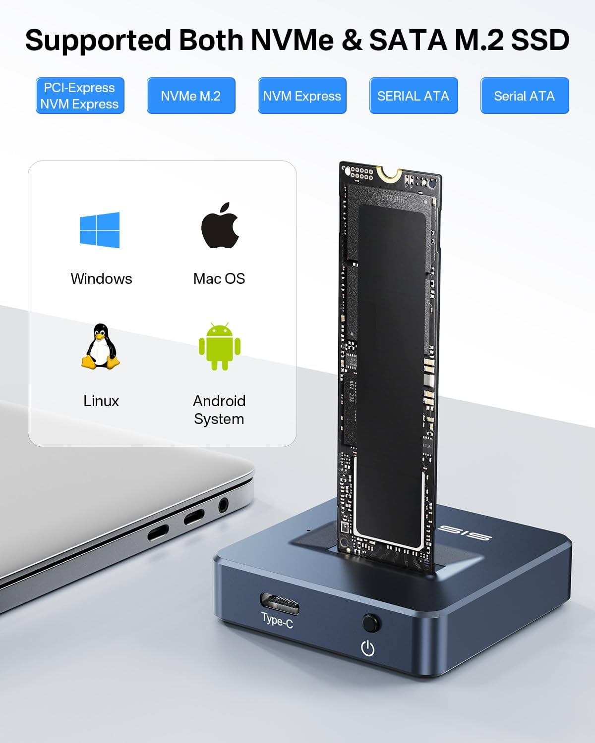 Acasis NVME to USB Adapter, M.2 SSD to Type a Card, No Cable Clone, High Performance 10 Gbps USB 3.1 Gen 2 Bridge Chip, Use as Portable SSD, USB to M2 SSD Key M, Support Windows XP 7 8 10, MAC OS image number 6