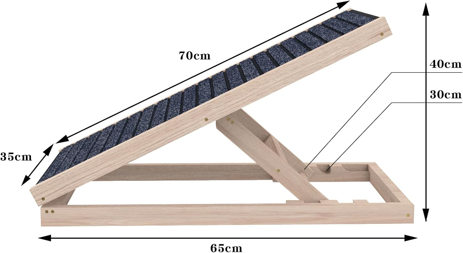 Oppsbuy 70Cm Foldable Dog Ramp, Non-Slip Pet Ramp for Bed, Couch or Car, Wooden Folding Safety Pet Ramp, Suitable for Small & Large Old Dogs & Cats image number 4