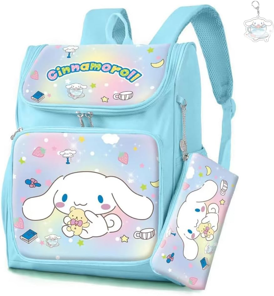 AII Lover 2Pcs Anime Backpack with Keychain,15In School Travel Bag School Backpack Little Kid Book Bag for Teens Girls Gift., B, 18"