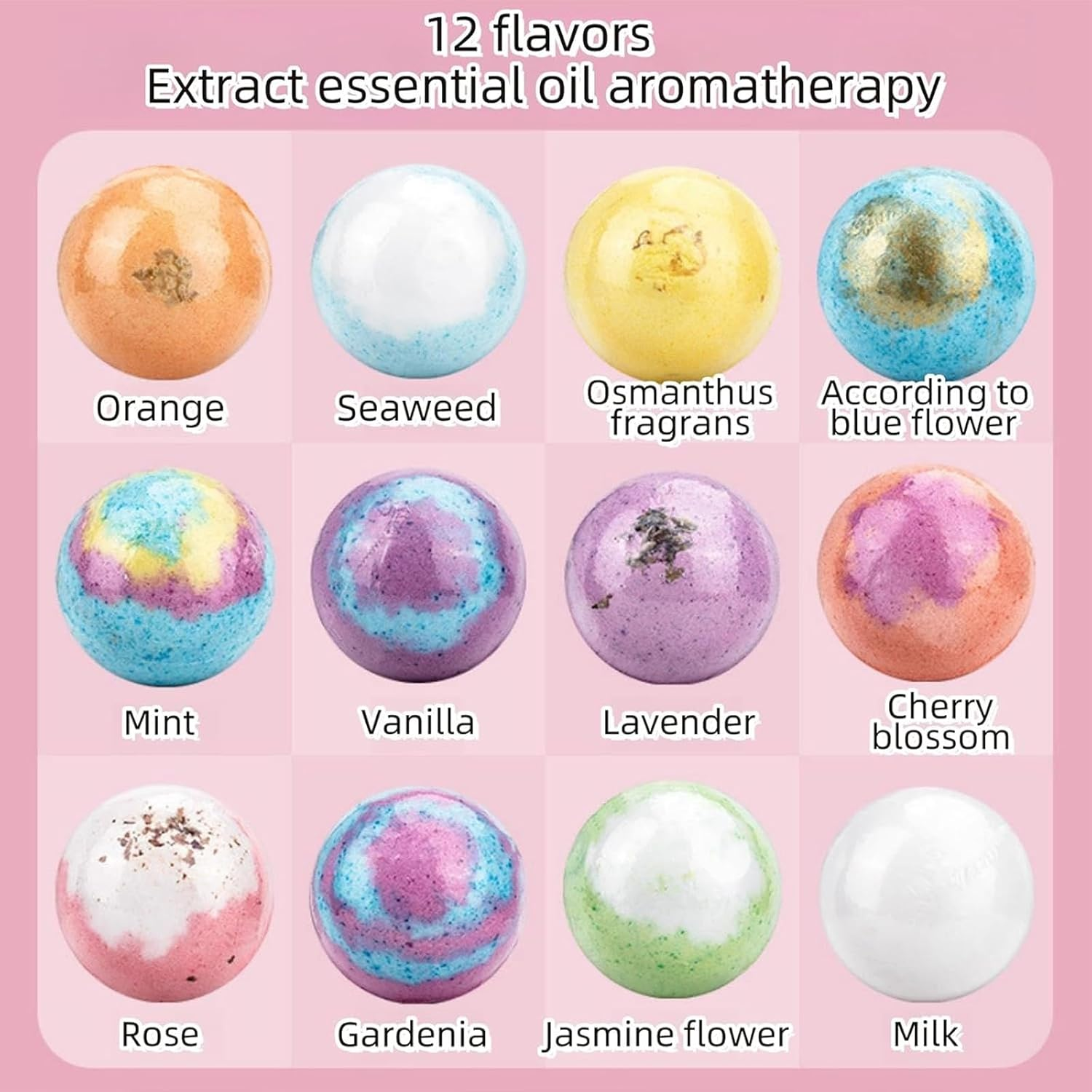 Oolong Bath Bombs Gift Set, 12 Pack Dried Flower Bath Ball Bath Bombs Setwith Natural Essential Oil, Rich Fizz, Bubbles, Handmade Bath Bombs for Moisturizing Dry Skin, Christmas Birthday Gifts Idea for Women, Mother, Kids, Christmas image number 3