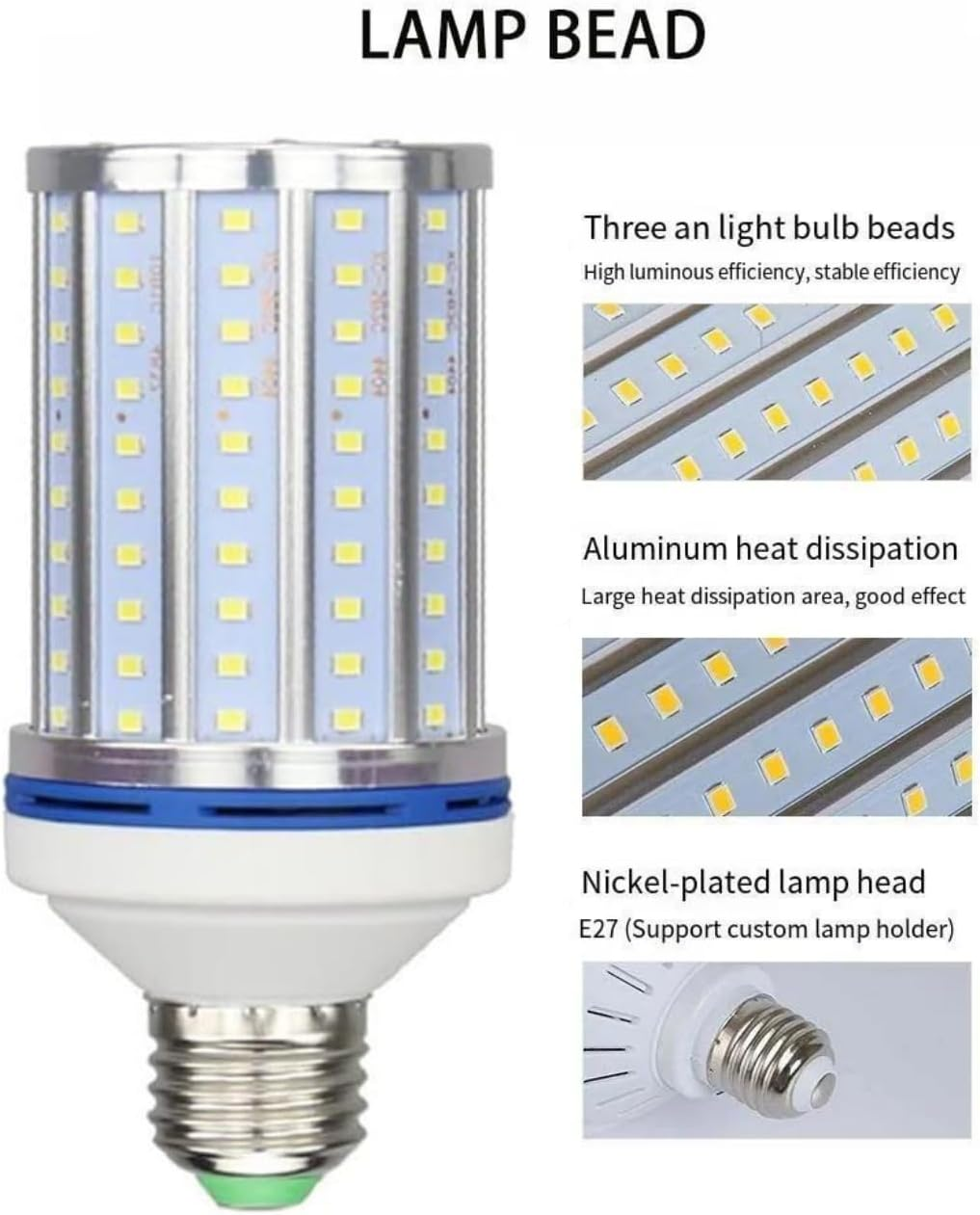 Super Bright LED Corn Light Bulb 40W Daylight 4000Lm, 400 Watt Equivalent for Garage Garden Warehouse High Bay Street Lighting (E27 Standard Base), Pack of 2 image number 5