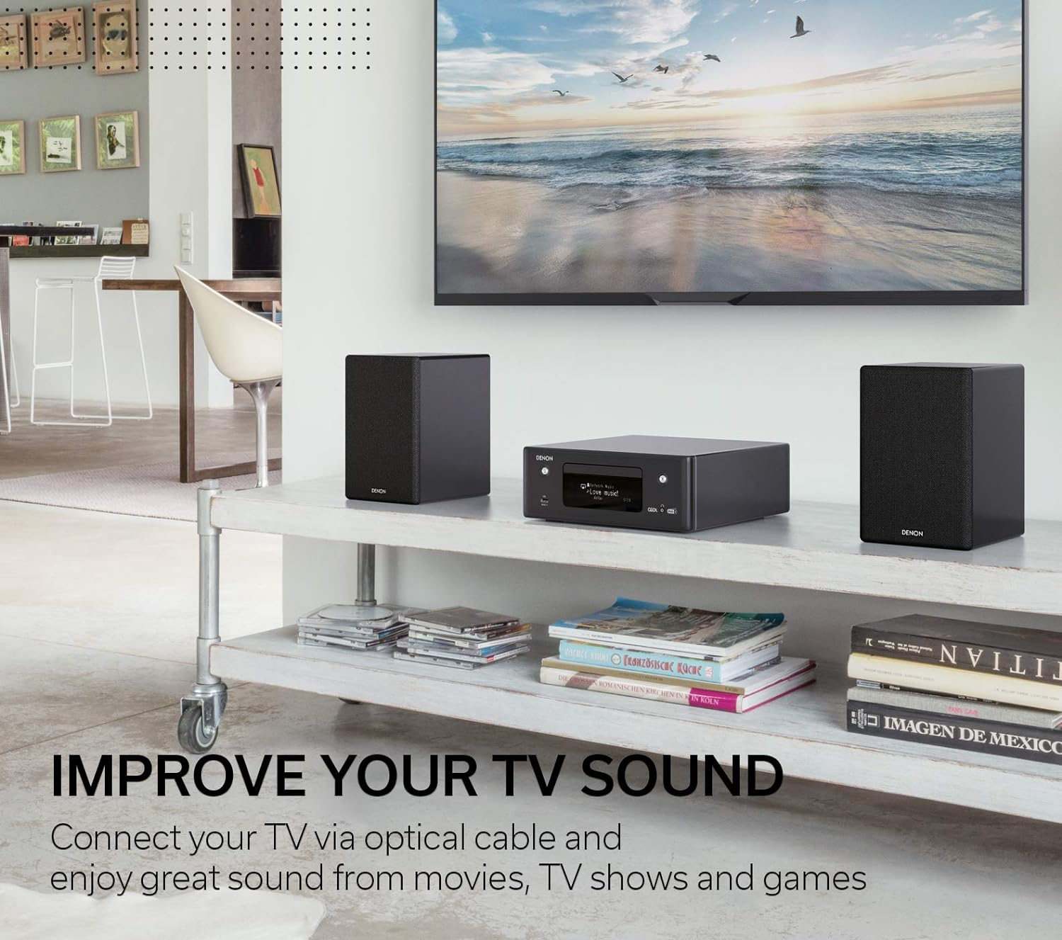 Denon CEOL-N11 DAB Audio Receiver with CD Player, Hifi Amplifier for TV Sound, Bluetooth, 2X Optical Input, DAB+, Google Assistant / Siri / Alexa Compatible, Music Streaming, HEOS Multiroom &ndash; White image number 3