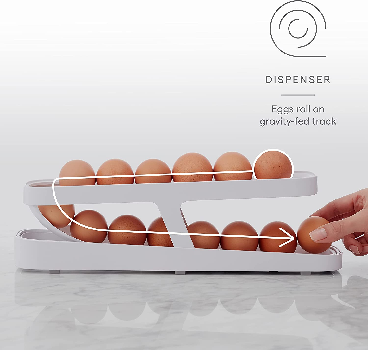 Youcopia Rolldown&trade; Egg Dispenser, Space-Saving Rolling Eggs Dispenser and Organizer for Refrigerator Storage image number 1