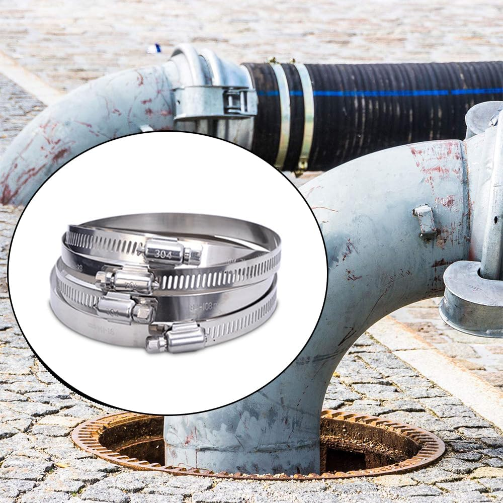 4 Pack 304 Stainless Steel Duct Clamp Worm Gear Adjustable 78Mm-101Mm Hose Clamp,Pipe Clamp Dryer Vent Clamp Thumb Screw Clamps for Plumbing,Mechanical image number 1