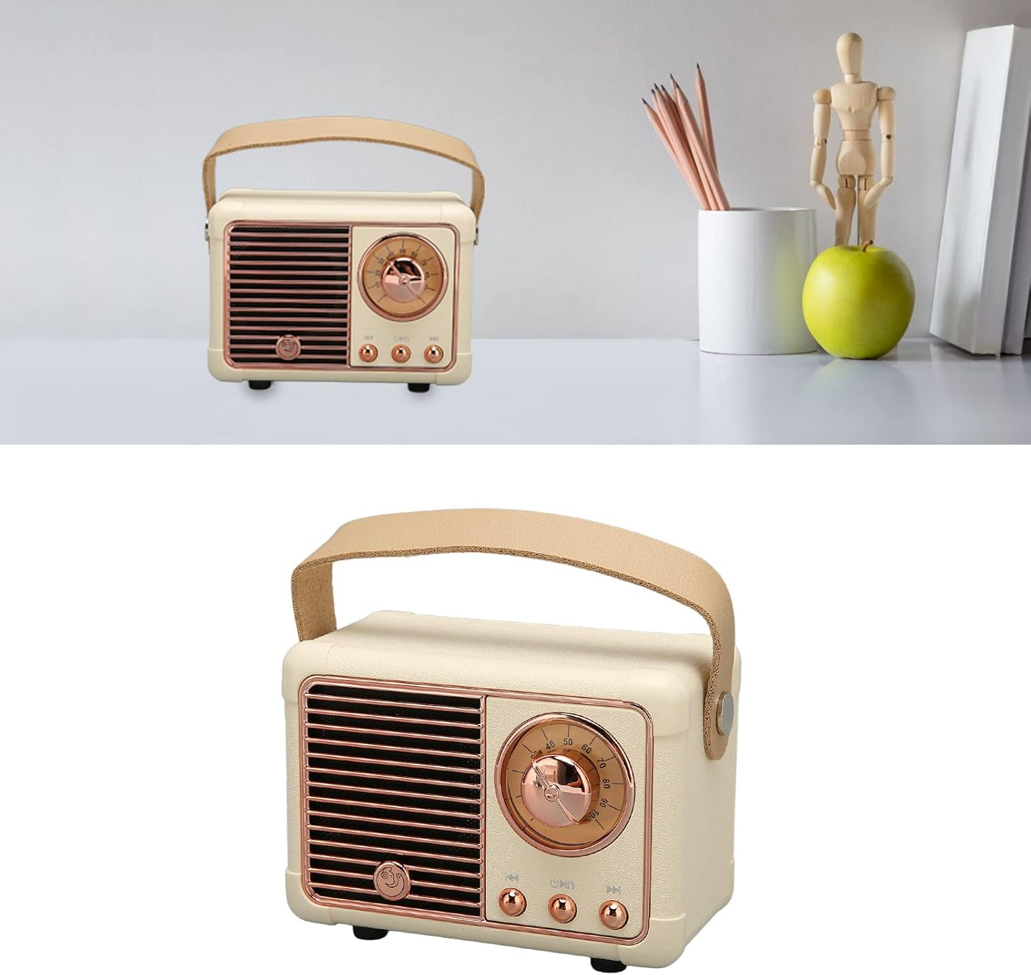Retro Bluetooth Speaker, Portable Vintage Speaker, Mini Wireless Bluetooth Speaker Suitable for Home Outdoor Yellow image number 6