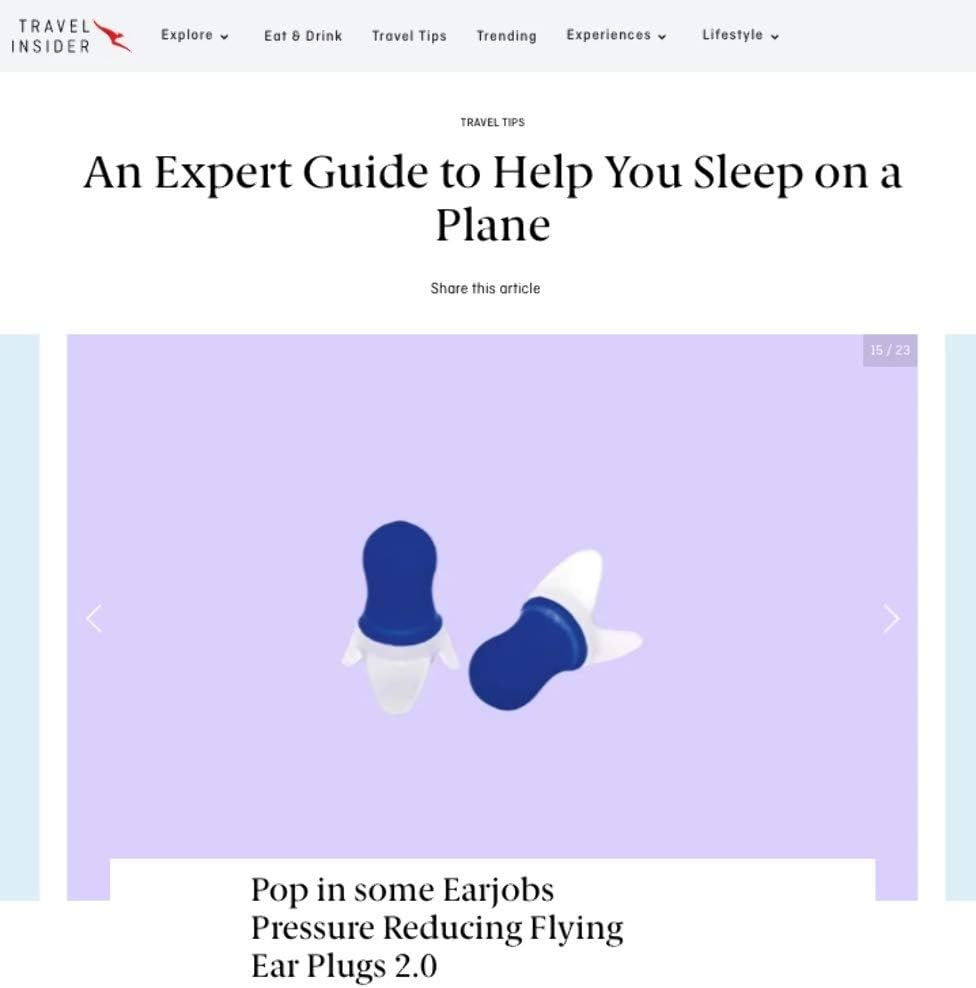 Earjobs&trade; Pressure Reducing Flying Ear Plugs 2.0 Earplugs for Travel (2 Pairs + 2 Cases) as Featured on Qantas Travel Insider image number 4