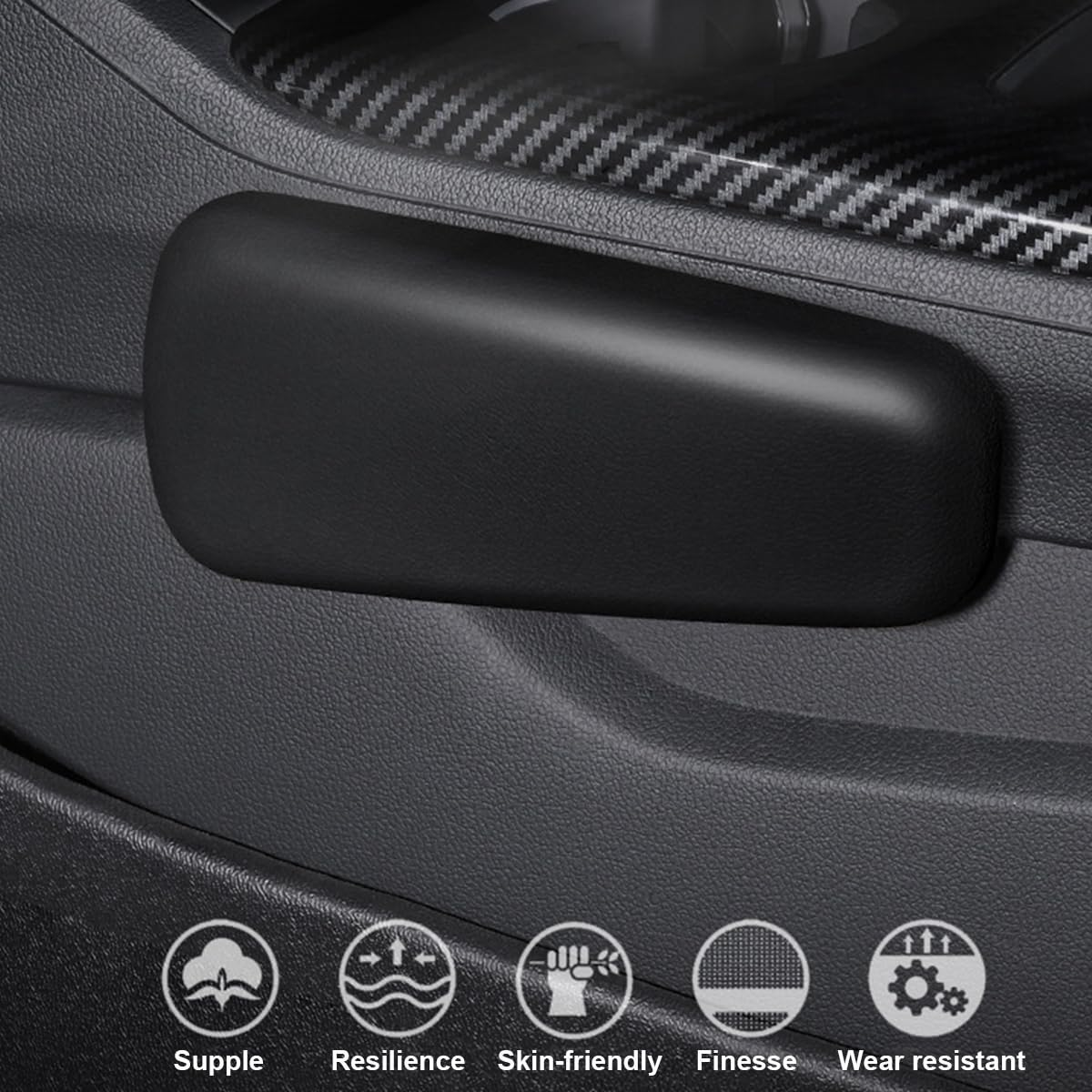 2PCS Car Armrest Pads,Car Knee Cushion,Soft Leather Elbow Rest Cushions for Comfortable Support, Universal Fit for Cars, Suvs, and Trucks (Black) image number 5