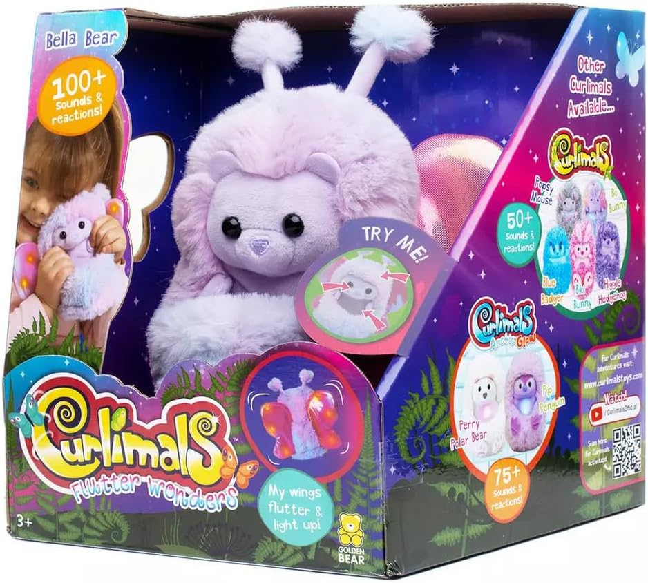 Curlimals Flutter Wonders Bella Bear Interactive Soft Toy image number 6