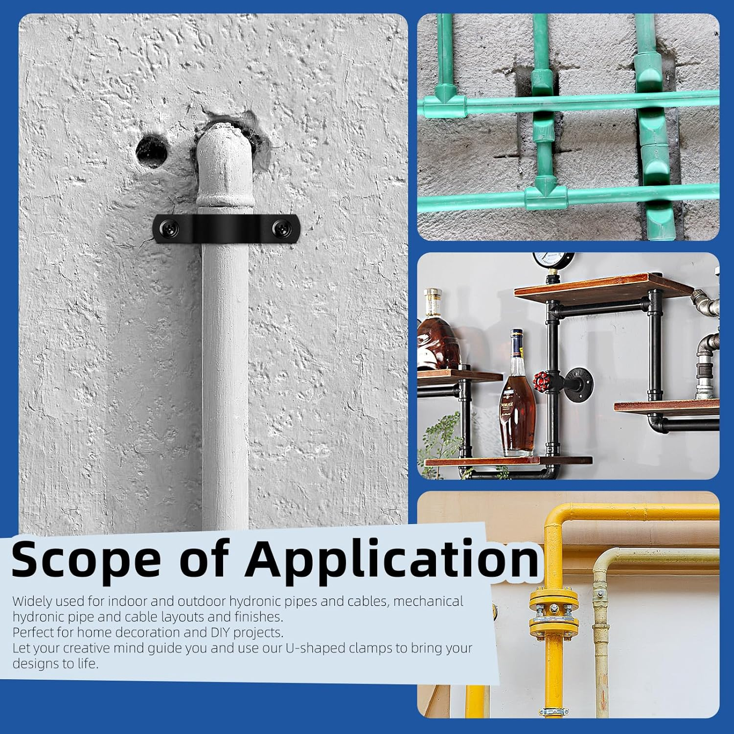 Glarks 30Pcs 25Mm Pipe Strap Clamp, Black Carbon Steel 2 Hole Strap Heavy Duty Rigid Pipe Strap U Bracket Tube Strap Cable Clamp Hanger Tension Tube Clip with Screw for Pipe Tube Cable Fixing image number 2