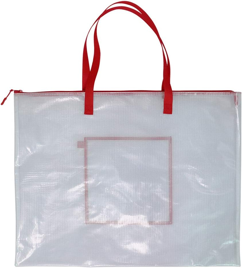 Foyu Art Portfolio Bag Poster Storage Bag with Pocket,Transparent Bag for Bulletin Boards,Poster Board,Large Posters,Painting (Red, Small) image number 4