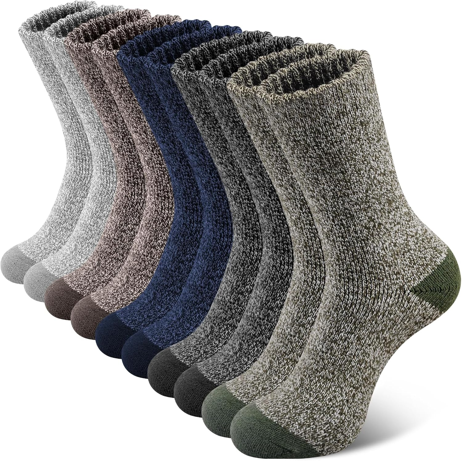 SIMIYA 5 Pairs Mens Merino Wool Socks Thick Winter Hiking Socks Thermal Crew Socks