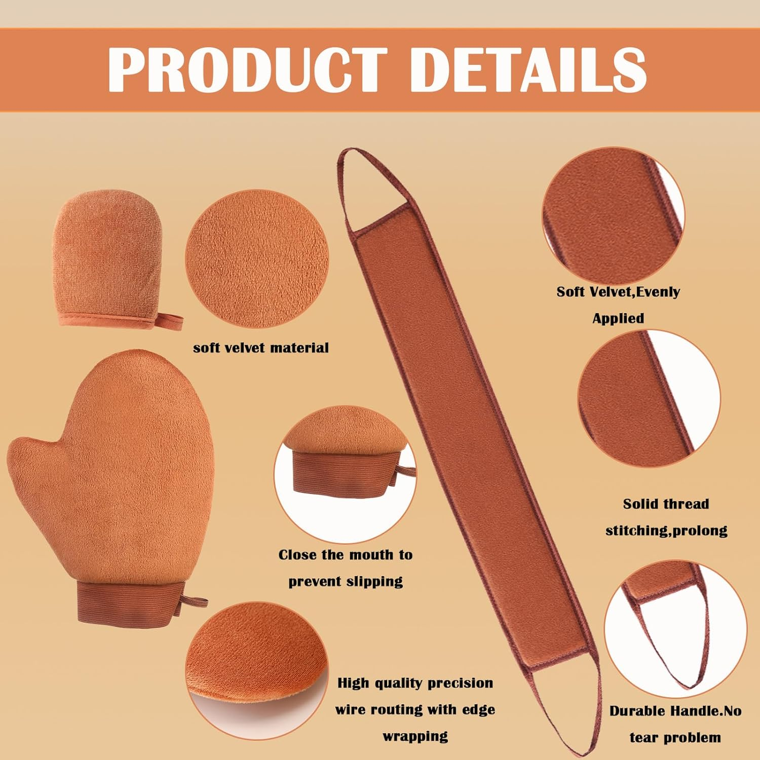 2 in 1 Self Tanning Mitt, 3 Pcs Self Tan Applicator, Evenly Apply Lotion Applicator, Thumb Ultra Soft Tanning Glove with Streak-Free Bronzed Glow for Fake Tan, Sunless Tan & Spray Tan image number 2