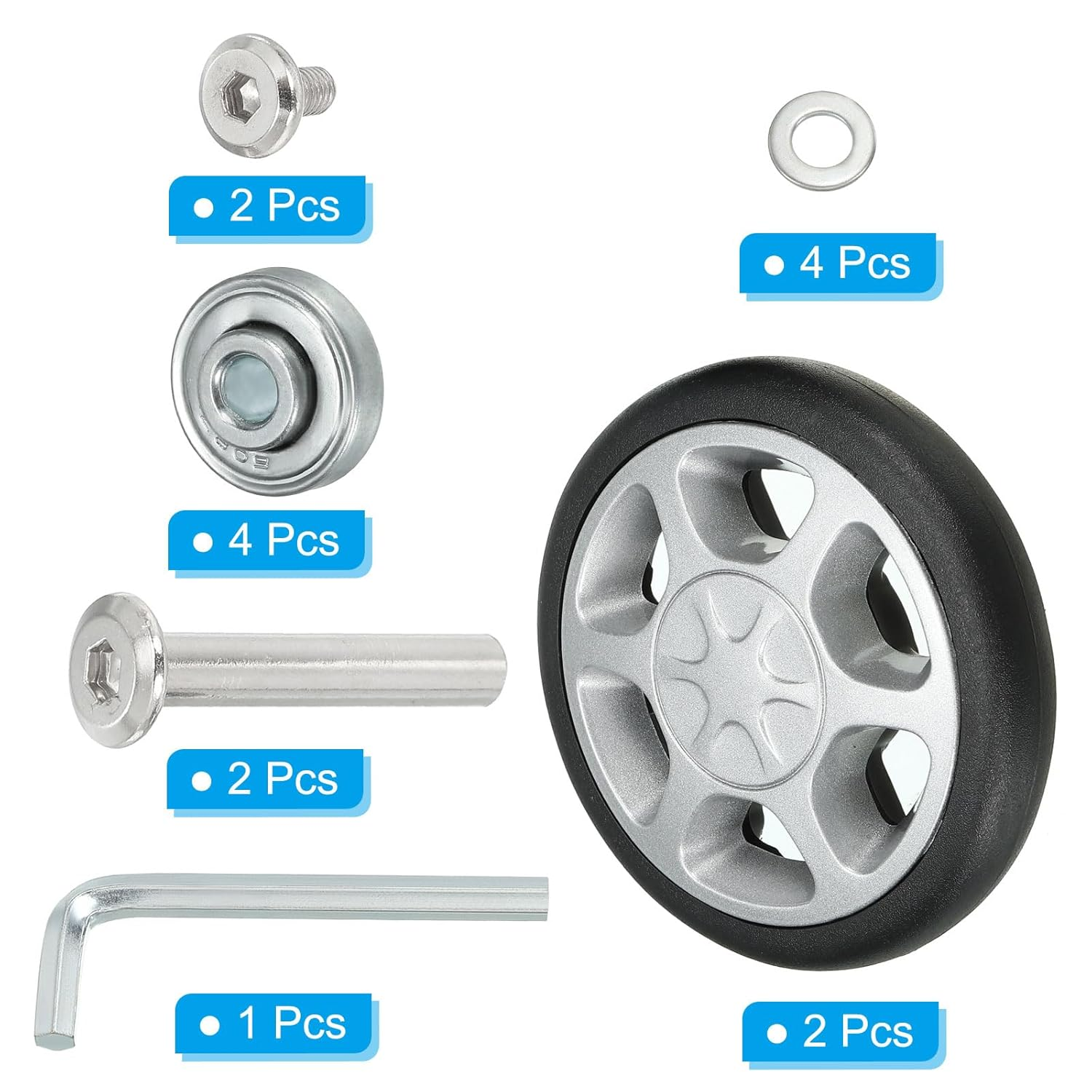 Uxcell Replacement Luggage Suitcase Wheels Repair Kit, 85Mmx16Mm Wear-Resistant & Mute 360 Swivel Caster Wheels image number 6