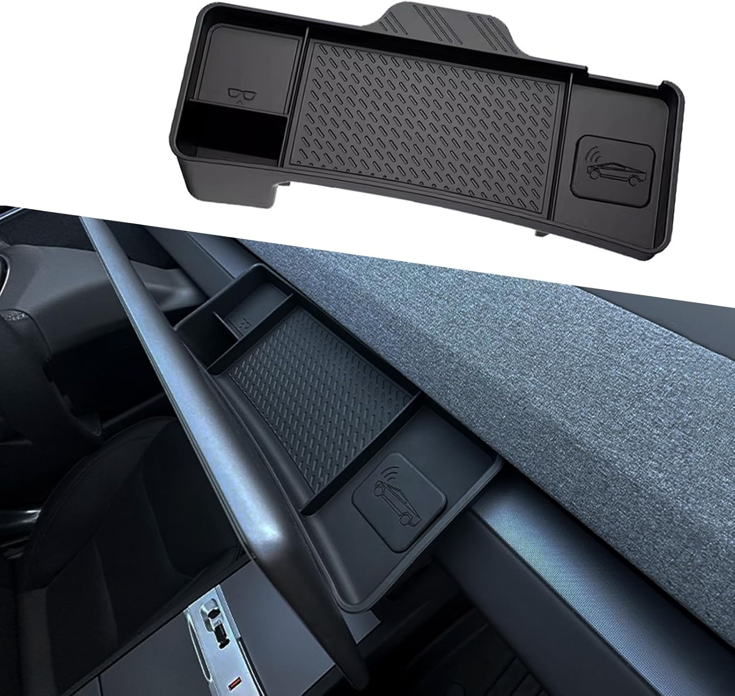 Yhcdsea for 2024-2026 Tesla Model 3 Highland and 2025 2026 Tesla Model Y Juniper Center Console Organizer behind Screen Storage Box Dashboard Hidden Tray Interior Accessories image number 3