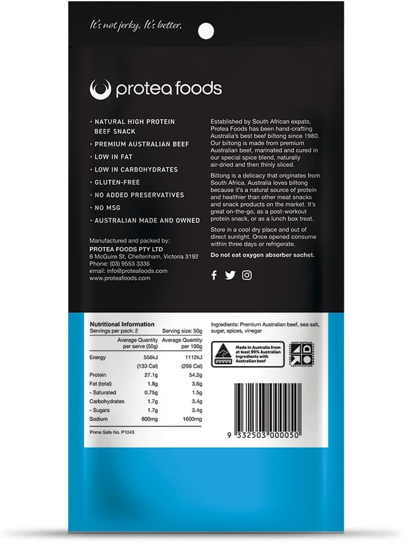 Protea Foods Traditional Lekker Biltong Slices - 1 X 100G Bag image number 2