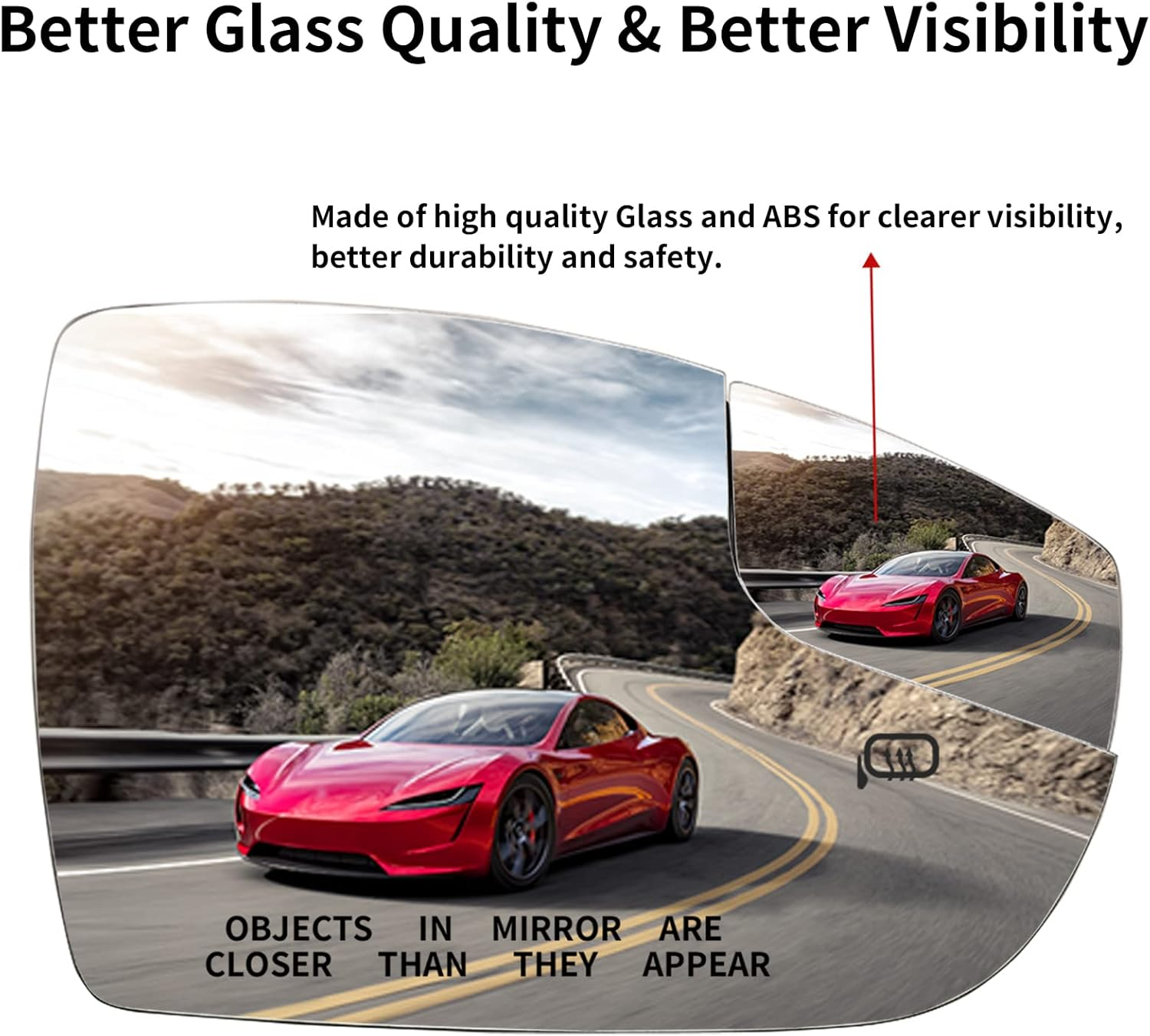 Right Side Mirror Replacement for 2012 2013 2014 2015 2016 2017 2018 Ford Focus Mirrors Glass - Convex Mirror Glass, Right Side Rear View Mirror with Heated image number 4