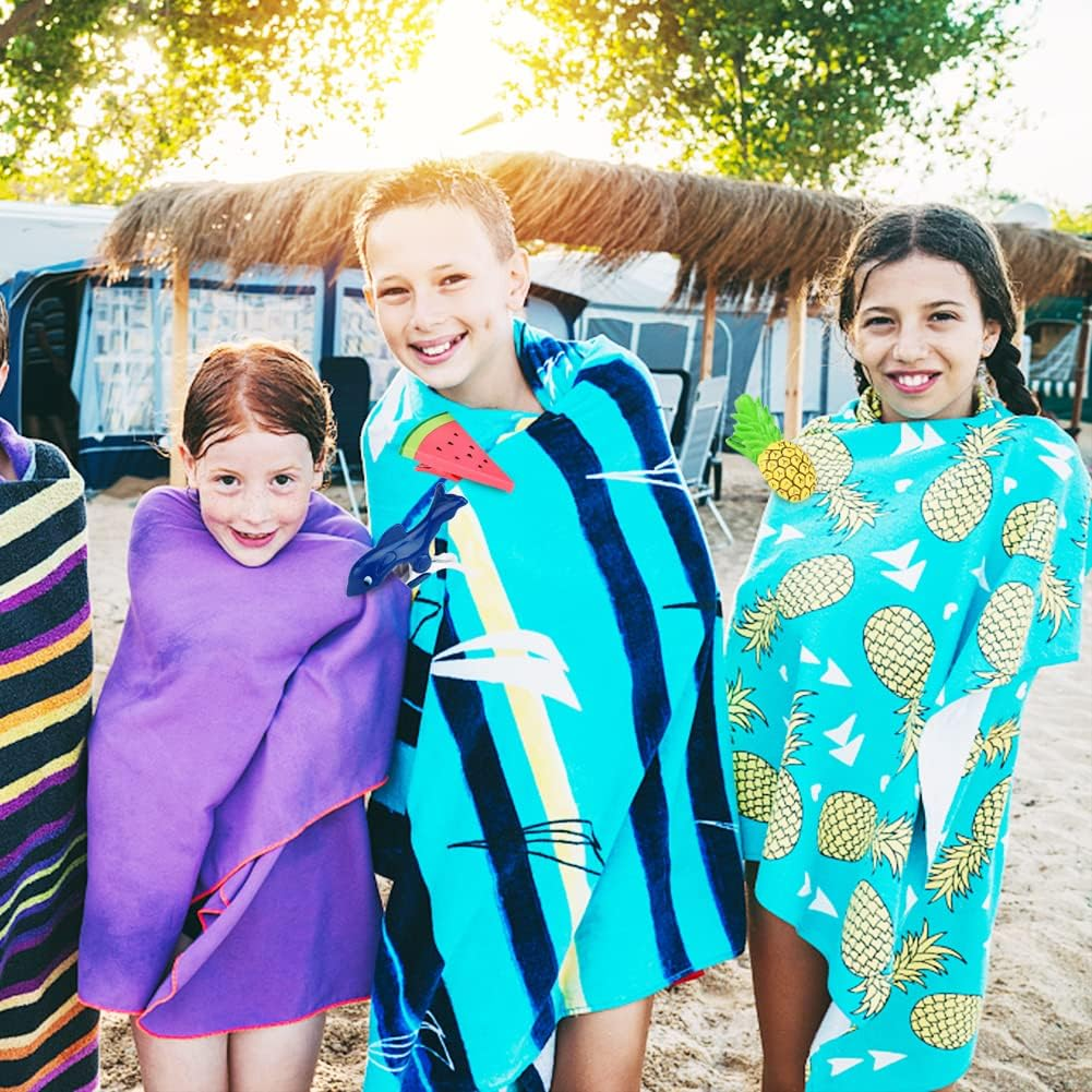 6 Pcs Beach Towel Clips,Beach Towel Pegs,Towel Pegs for Sun Lounger Pool, Flamingo,Parrot,Watermelon,Pineapple Chair Clips Portable Towel Holders Clips,Sunbed Pegs Large Laundry Clothes Pegs