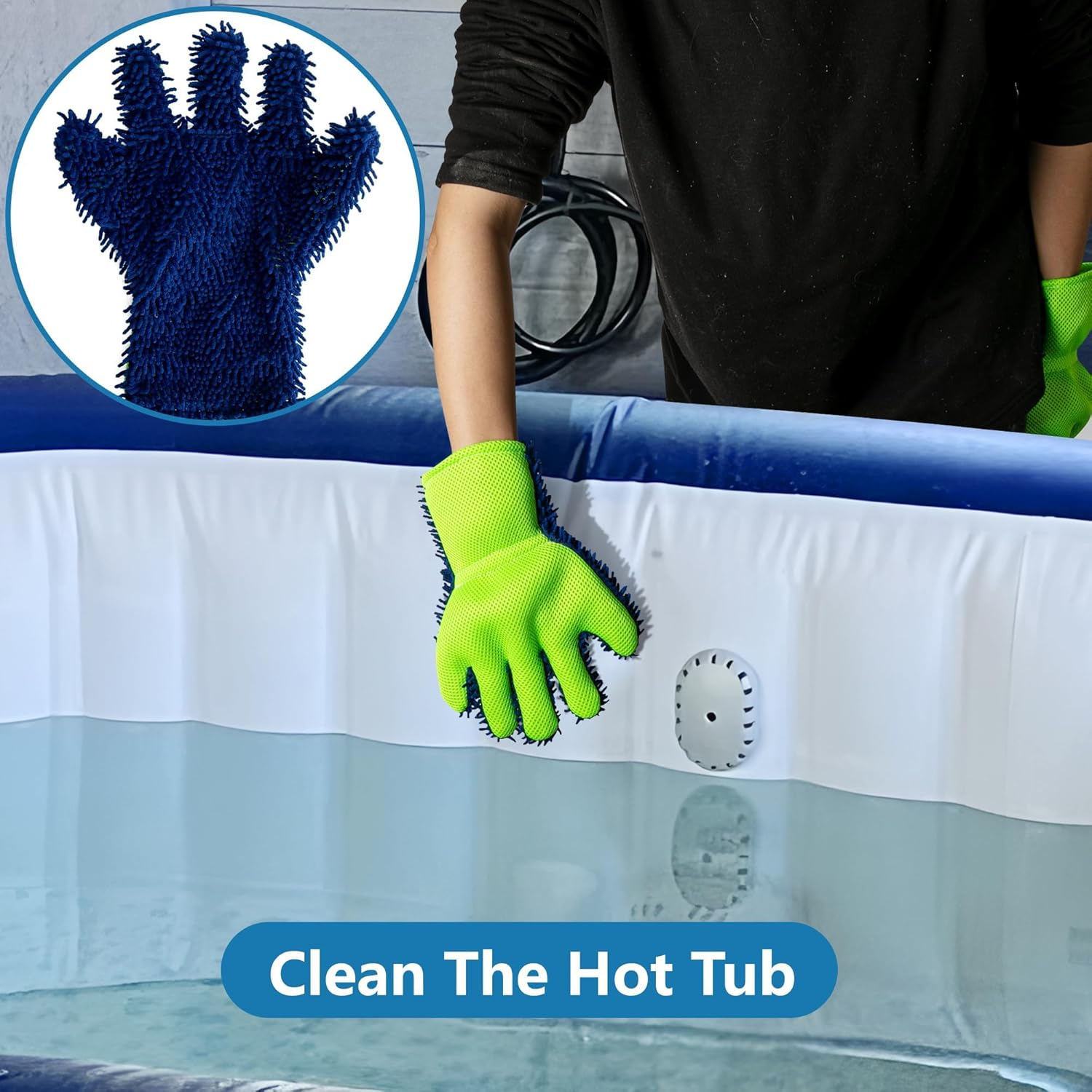 YEAMLTE Cleaning Gloves, 1 Pair Pool Cleaning Glove, Car Wash Glove, Dust Gloves, Chenille Wash Glove, Multifunctional Gloves, Suitable for Swimming Pools, Bathtubs and Cars image number 3