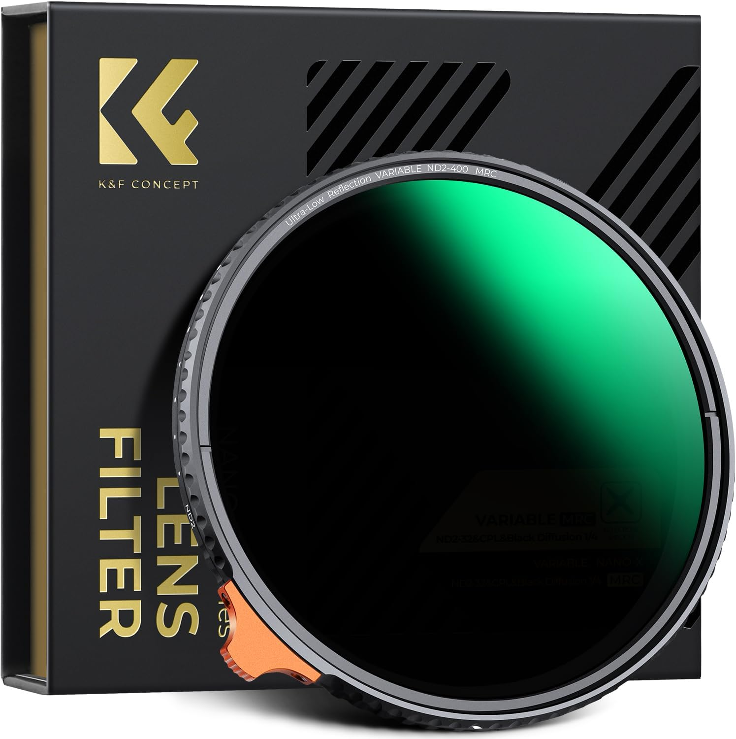 K&F CONCEPT 77Mm Ultra Low Reflectivity Variable ND Filter ND2-ND400 (1-9 Stops) 28 Multi-Layer Coatings AGC Glass Adjustable Neutral Density Camera Lens Filter (Nano-X) image number 3