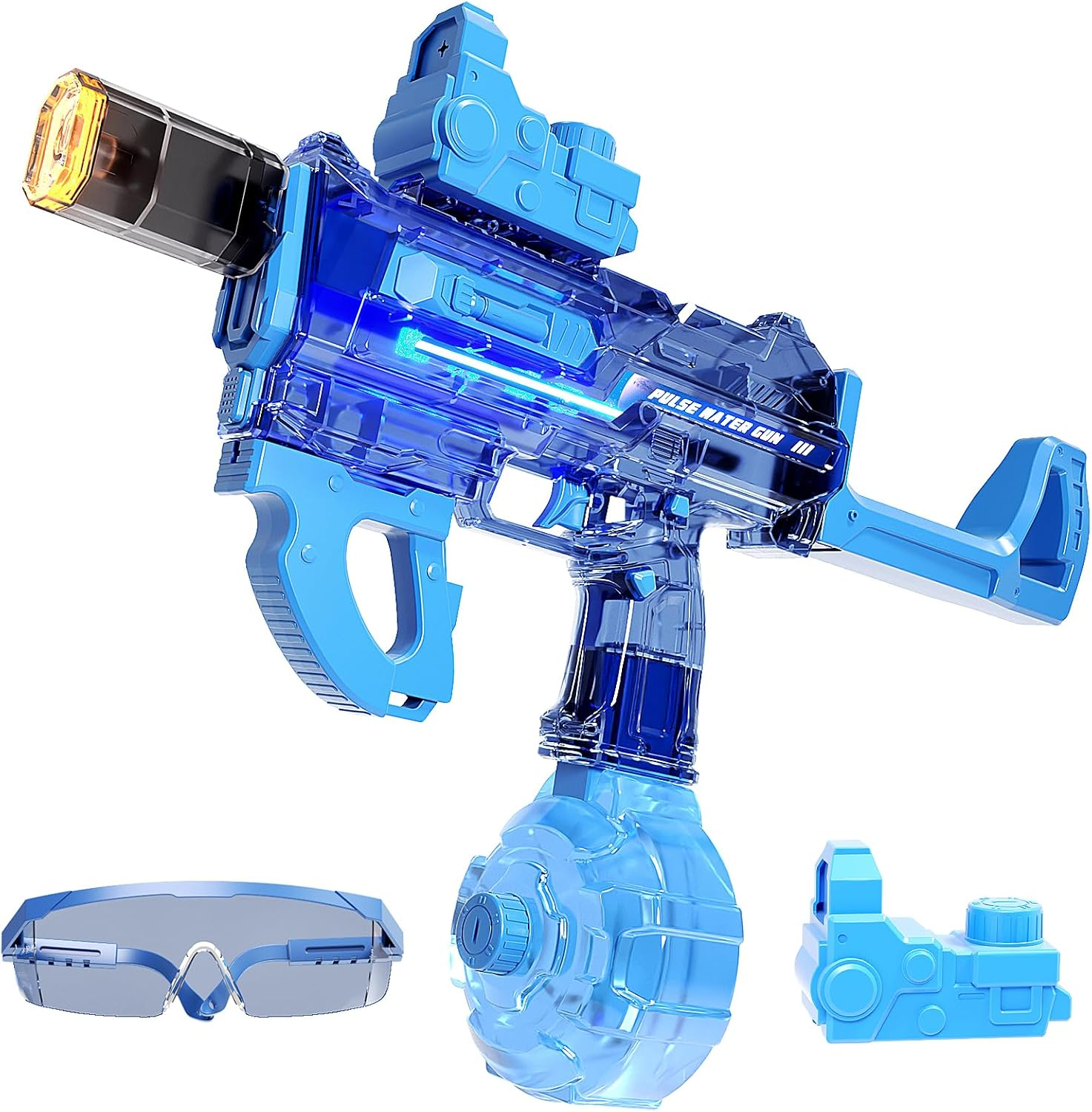 2 Pack Uregoio Electric Blaster Water Guns for Adults & Kids, Automatic Squirt Guns with 32-44 FT Long Range, Big Water Guns with LED Light, Summer Outdoor Beach Swimming Party Pool Toy